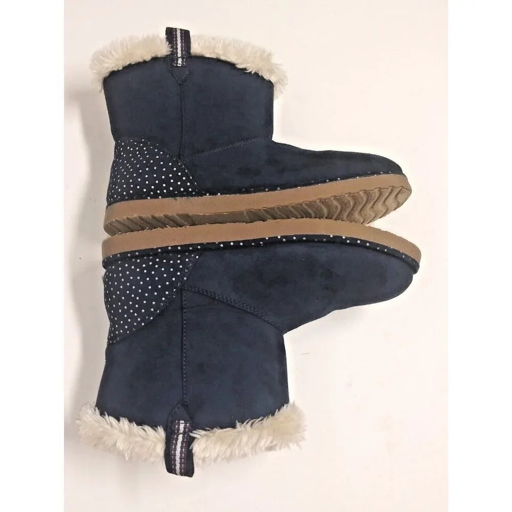 Cat And jack Winter Boots Girls Size 4 faux fur faux suede-like upper blue EUC